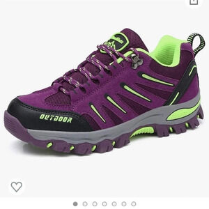 BOM KINTA Purple Lace Up Cushioned Hiking Shoes Sneakers